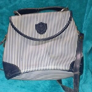 Liz Claiborne Navy and White Striped Crossbody Bag